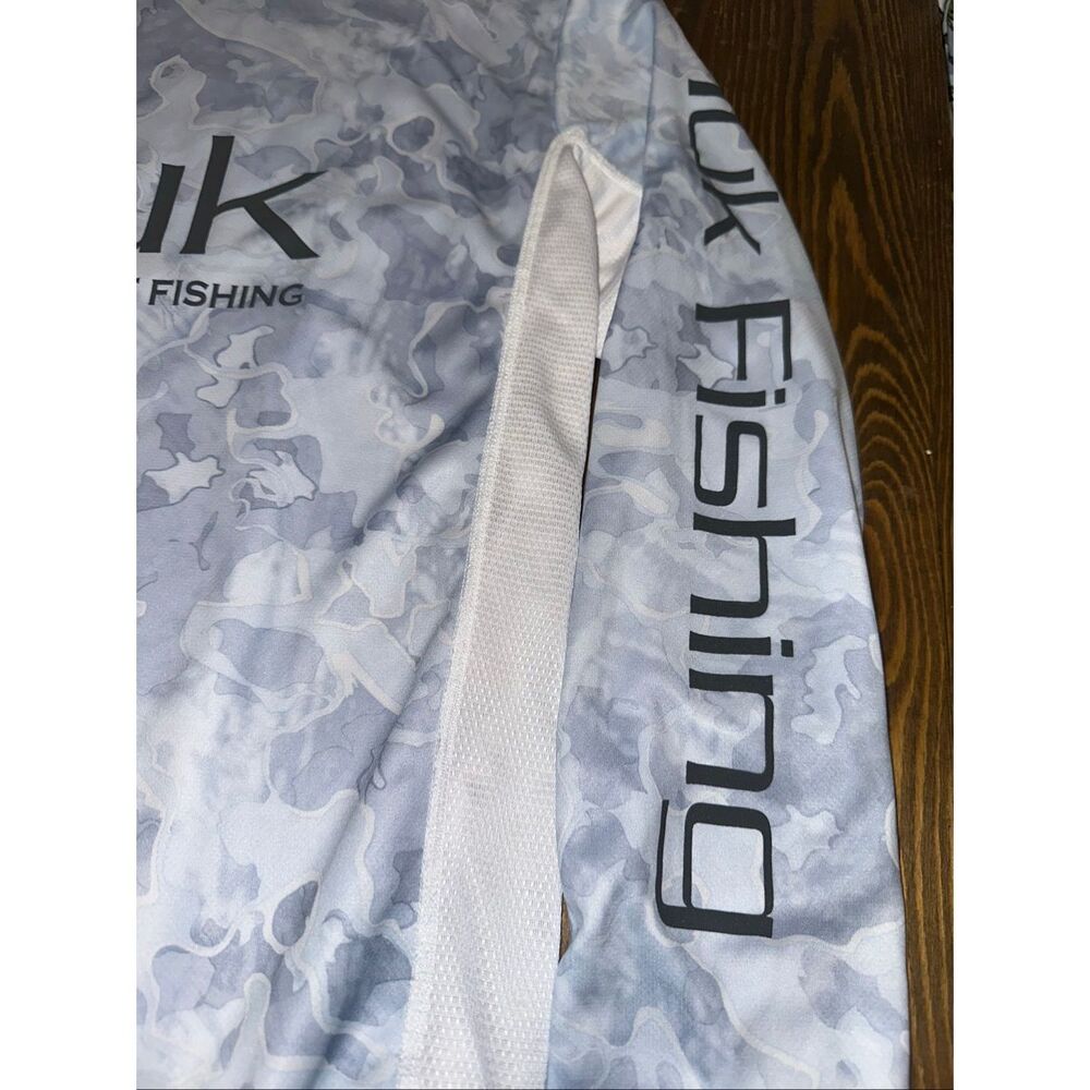 Huk Performance Fishing Men's Long Sleeve Camouflage Shirt Gray White Size small - Picture 3 of 7